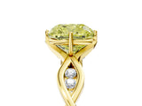Yellow gold Fancy Yellow Cushion  Solitaire Twist Band with Leaf Prong Setting