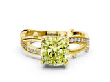 Yellow gold Fancy Yellow Cushion  Solitaire Twist Band with Pavé Accents and Four-Prong Setting_20