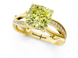 Yellow gold Fancy Yellow Cushion  Solitaire Twist Band with Pavé Accents and Four-Prong Setting_21