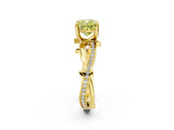 Yellow gold Fancy Yellow Cushion  Solitaire Twist Band with Pavé Accents and Four-Prong Setting_22