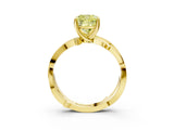 Yellow gold Fancy Yellow Cushion  Solitaire Twist Band with Pavé Accents and Four-Prong Setting_23