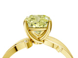 Yellow gold Fancy Yellow Cushion  Solitaire Twist Band with Pavé Accents and Four-Prong Setting_24