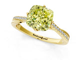 Yellow gold Fancy Yellow Cushion  Solitaire Twist Band with Pavé Diamonds and Four-Prong Setting_74