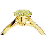 Yellow gold Fancy Yellow Cushion  Solitaire Twist Band with Pavé Diamonds and Four-Prong Setting_77