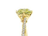 Yellow gold Fancy Yellow Cushion  Solitaire Twist Band with Pavé Diamonds and Four-Prong Setting_78