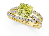 Yellow gold Fancy Yellow Cushion  Solitaire Twist Band with Pavé Setting and Four-Prong Setting_114