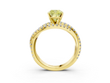 Yellow gold Fancy Yellow Cushion  Solitaire Twist Band with Pavé Setting and Four-Prong Setting_116