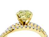Yellow gold Fancy Yellow Cushion  Solitaire Twist Band with Pavé Setting and Four-Prong Setting_117