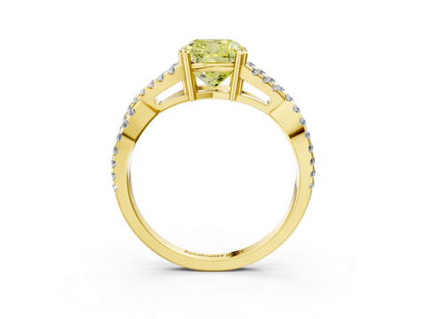 Yellow gold Fancy Yellow Cushion  Solitaire Twist Band with Pavé Setting and Four-Prong Setting_20
