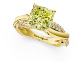 Yellow gold Fancy Yellow Cushion  Solitaire Twist Band with Pave Prong Setting_60