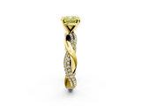 Yellow gold Fancy Yellow Cushion  Solitaire Twist Band with Pave Prong Setting_61