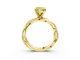 Yellow gold Fancy Yellow Cushion  Solitaire Twist Band with Pave Prong Setting_62