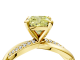 Yellow gold Fancy Yellow Cushion  Solitaire Twist Band with Pave Prong Setting_63