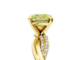 Yellow gold Fancy Yellow Cushion  Solitaire Twist Band with Pave Prong Setting_64
