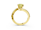 Yellow gold Fancy Yellow Cushion  Solitaire Twist Band with Pave Set Diamonds and Four-Prong Setting_133
