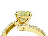 Yellow gold Fancy Yellow Cushion  Solitaire Twist Band with Pave Set Diamonds and Four-Prong Setting_134