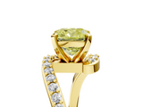 Yellow gold Fancy Yellow Cushion  Solitaire Twist Band with Pave Set Diamonds and Four-Prong Setting_135