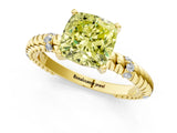 Yellow gold Fancy Yellow Cushion  Solitaire Twisted Band Prong Set Engagement Ring_62
