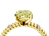 Yellow gold Fancy Yellow Cushion  Solitaire Twisted Band Prong Set Engagement Ring_65