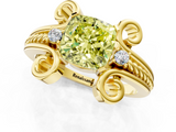 Yellow gold Fancy Yellow Cushion  Solitaire Twisted Band Scroll Prong Ring_4