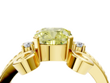 Yellow gold Fancy Yellow Cushion  Solitaire Twisted Band Scroll Prong Ring_7