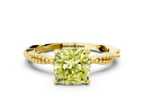 Yellow gold Fancy Yellow Cushion  Solitaire Twisted Band with Bead Prong Setting_259