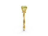 Yellow gold Fancy Yellow Cushion  Solitaire Twisted Band with Bead Prong Setting_261