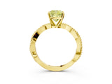 Yellow gold Fancy Yellow Cushion  Solitaire Twisted Band with Bead Prong Setting_262