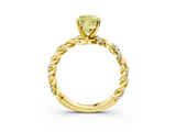 Yellow gold Fancy Yellow Cushion  Solitaire Twisted Band with Pavé Accents and Four-Prong Setting_6