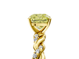 Yellow gold Fancy Yellow Cushion  Solitaire Twisted Band with Pavé Accents and Four-Prong Setting_8