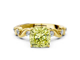 Yellow gold Fancy Yellow Cushion  Solitaire Twisted Band with Prong Setting 1