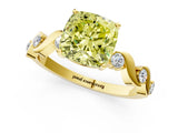 Yellow gold Fancy Yellow Cushion  Solitaire Twisted Band with Prong Setting 2