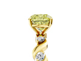 Yellow gold Fancy Yellow Cushion  Solitaire Twisted Band with Prong Setting