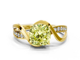 Yellow gold Fancy Yellow Cushion  Solitaire Twisted Band with Prong Setting_3