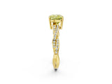 Yellow gold Fancy Yellow Cushion  Solitaire Twisted Pave Diamond Ring with Four-Prong Setting_82