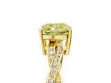 Yellow gold Fancy Yellow Cushion  Solitaire Twisted Pave Diamond Ring with Four-Prong Setting_85