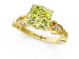 Yellow gold Fancy Yellow Cushion  Solitaire Vine Band with Milgrain Prong Setting_4