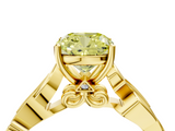 Yellow gold Fancy Yellow Cushion  Solitaire Vine Band with Milgrain Prong Setting_7