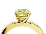Yellow gold Fancy Yellow Cushion  Solitaire with Pavé Band and Four-Prong Setting_311