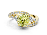 Yellow gold Fancy Yellow Cushion  Solitaire with Pavé Twist Band and Four-Prong Setting_55