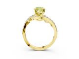 Yellow gold Fancy Yellow Cushion  Solitaire with Pavé Twist Band and Four-Prong Setting_58