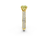 Yellow gold Fancy Yellow Cushion  Solitaire with Pave Band and Four-Prong Setting_5