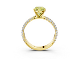 Yellow gold Fancy Yellow Cushion  Solitaire with Pave Band and Four-Prong Setting_6