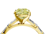 Yellow gold Fancy Yellow Cushion  Solitaire with Side Baguettes and Channel Set Band_63