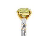 Yellow gold Fancy Yellow Cushion  Solitaire with Side Baguettes and Channel Set Band_64
