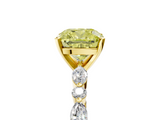 Yellow gold Fancy Yellow Cushion  Solitaire with Side Stones on a Pavé Band and Four-Prong Setting_28