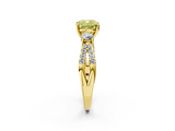 Yellow gold Fancy Yellow Cushion  Three-Stone Diamond Ring with Pavé Split Shank and Four-Prong Setting_47