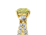 Yellow gold Fancy Yellow Cushion  Three-Stone Diamond Ring with Pavé Split Shank and Four-Prong Setting_50