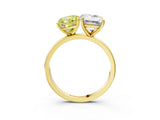Yellow gold Fancy Yellow Cushion  and Emerald Cut Toi Moi Ring with Prong Setting_49
