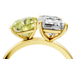 Yellow gold Fancy Yellow Cushion  and Emerald Cut Toi Moi Ring with Prong Setting_50